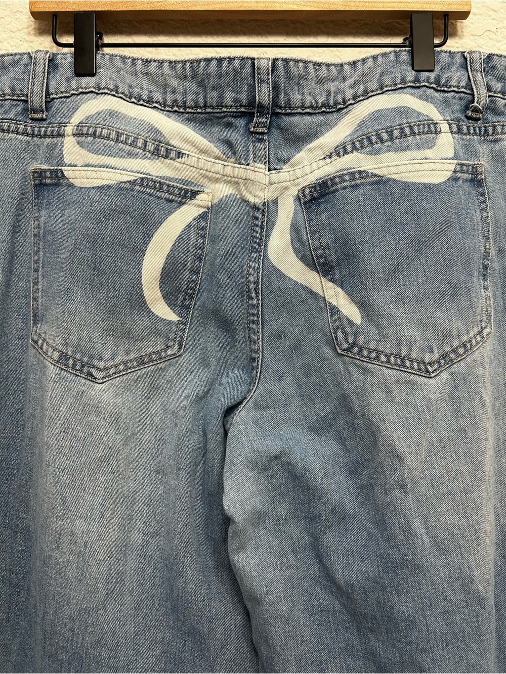 TRTR Bow Print High Rise Wide Leg Jeans Medium Wash Size 13 Coquette Y2K Style